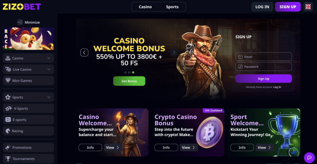 Zizo Bet - Credit Card Casino Welcome Bonus
